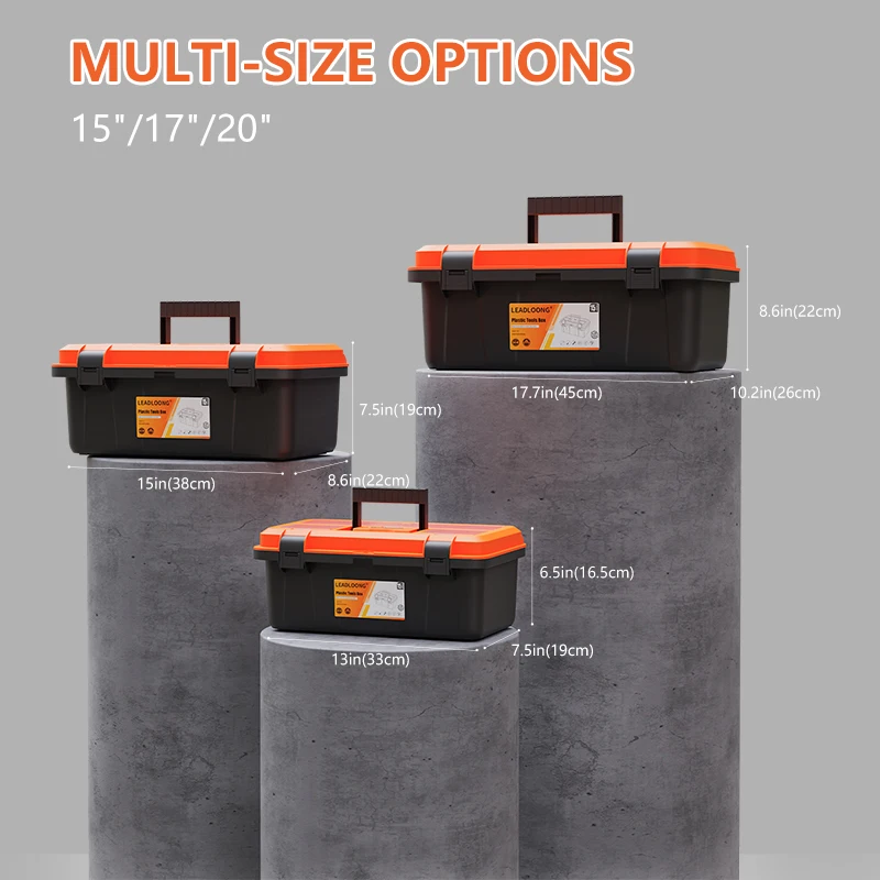 15/17/20Inch Plastic Electrician Toolbox Hardware Tool Organizer Case Household Tool Bin Auto Repair Tools Parts Storage Box