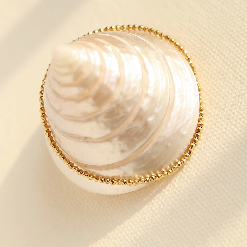 Minimalism Jewelry Women Accessories Geometric Stainless Steel Plated 18k Gold Tiny Ball Beaded Elastic Bracelet