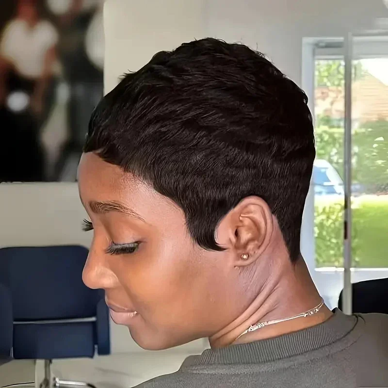 Pixie Cut Short Human Hair Wigs Remy Hair for Women Machine Made