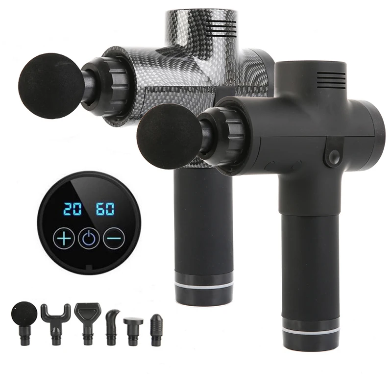 12V 16.8V 24V LCD Display Electrical Deep Vibrating Tissue Face Muscle Exercising Relaxation Massager Gun with 2000mah Battery