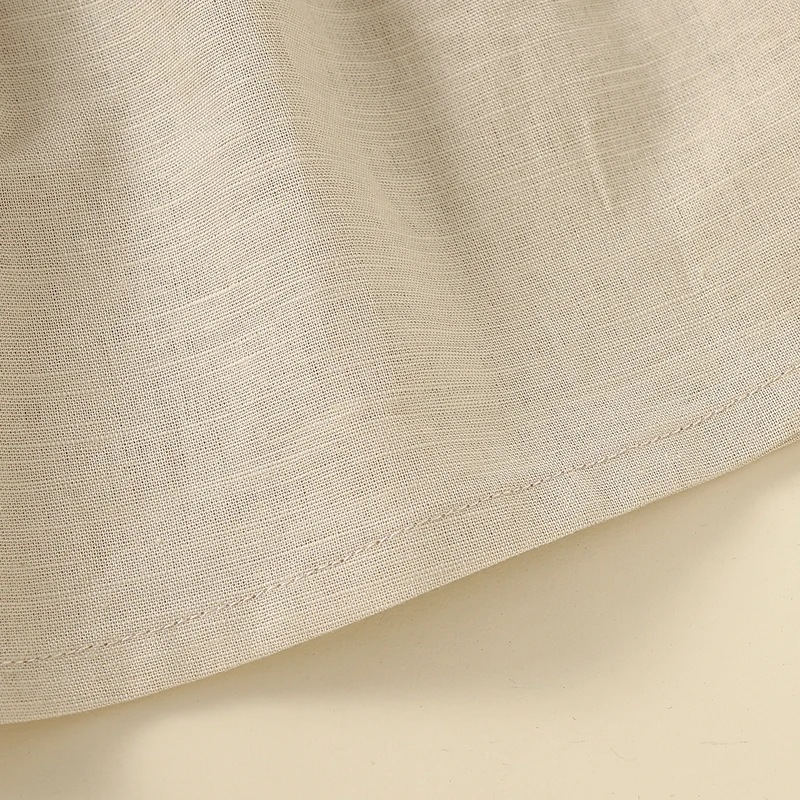 Wholesale Linen Organic Cotton Ruffle Shoulder 1 Year Girl Baby Summer Dresses