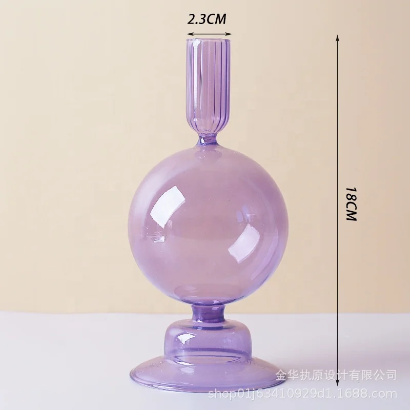 Handmade Transparent Creative Decoration High Temperature Resistance Glass Candle Holder for Home Wedding