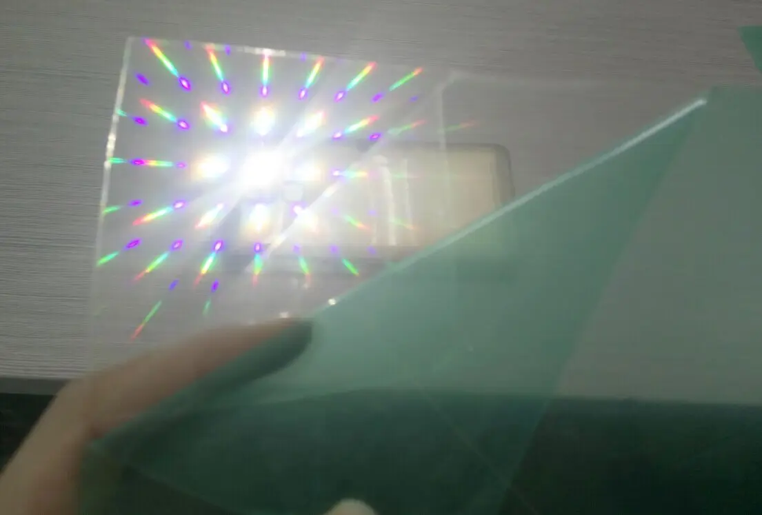 
13,500 Lines - 0.3mm /0.7mm Great Prism Diffraction Grating Sheet 15 x 15 CM DIY Funny Rainbow Rave Light Changing Film 