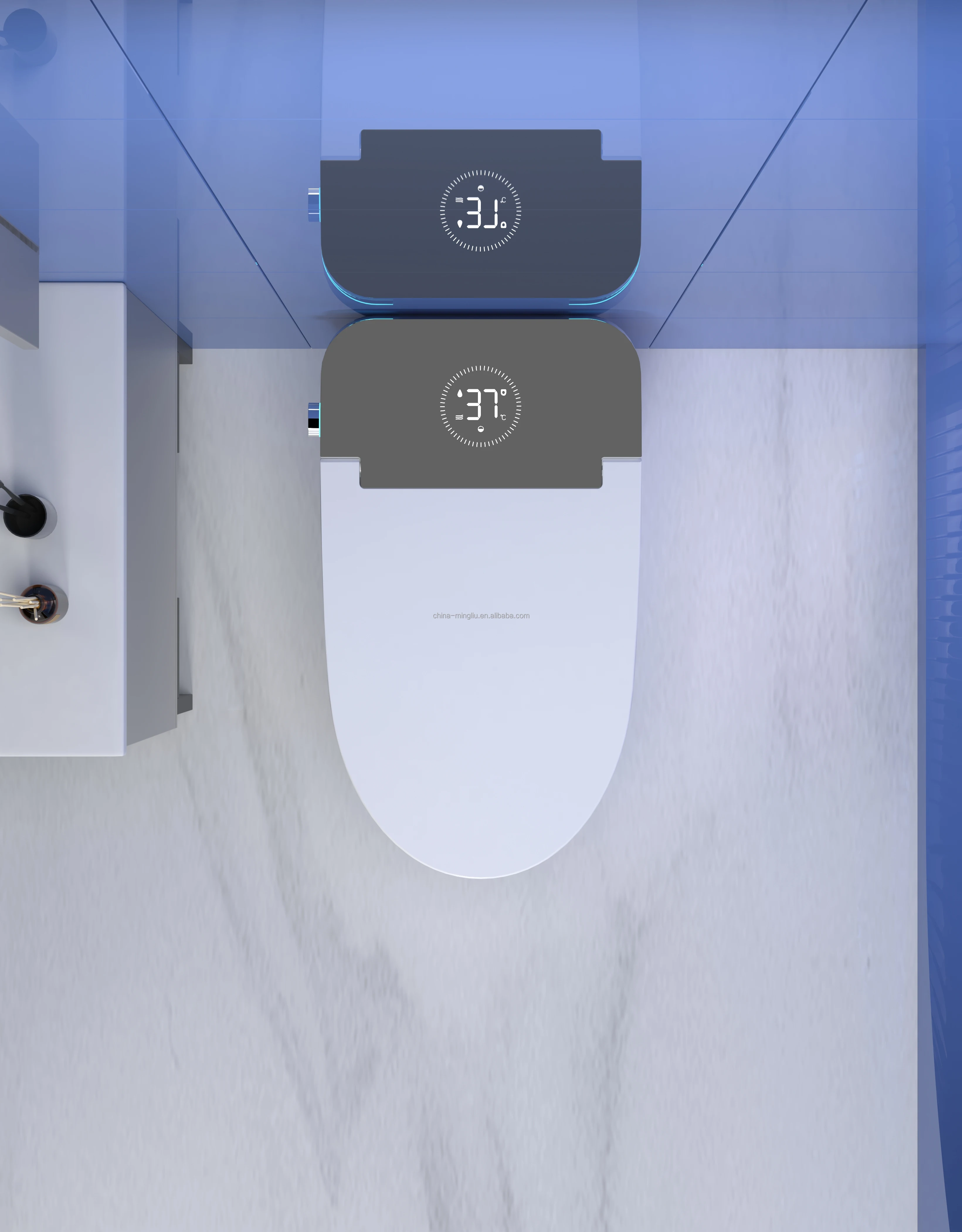 Market Restroom Ceramic Smart Integrated Toilet Bathroom Smart LED Display Toilet Modern Home Double Pump Automatic Flush Toilet