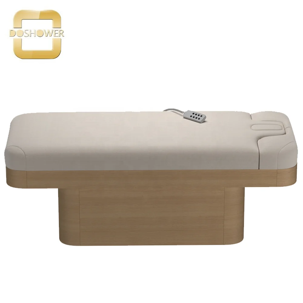 electric massage bed wooden base with headrest adjustable facial bed for spa bed massage table supplier