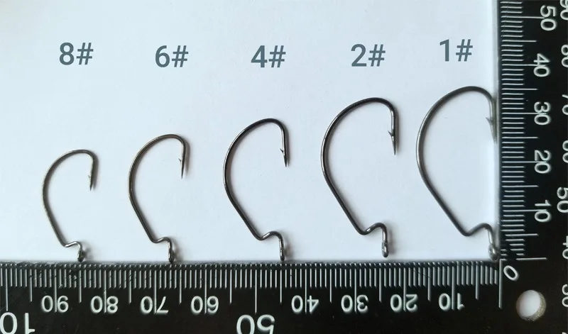 83206 High Carbon Steel Bass Fishing Hooks Assorted Sizes 8#-1# 1/0 - 5/0  Soft Lure Worm Crank Hook