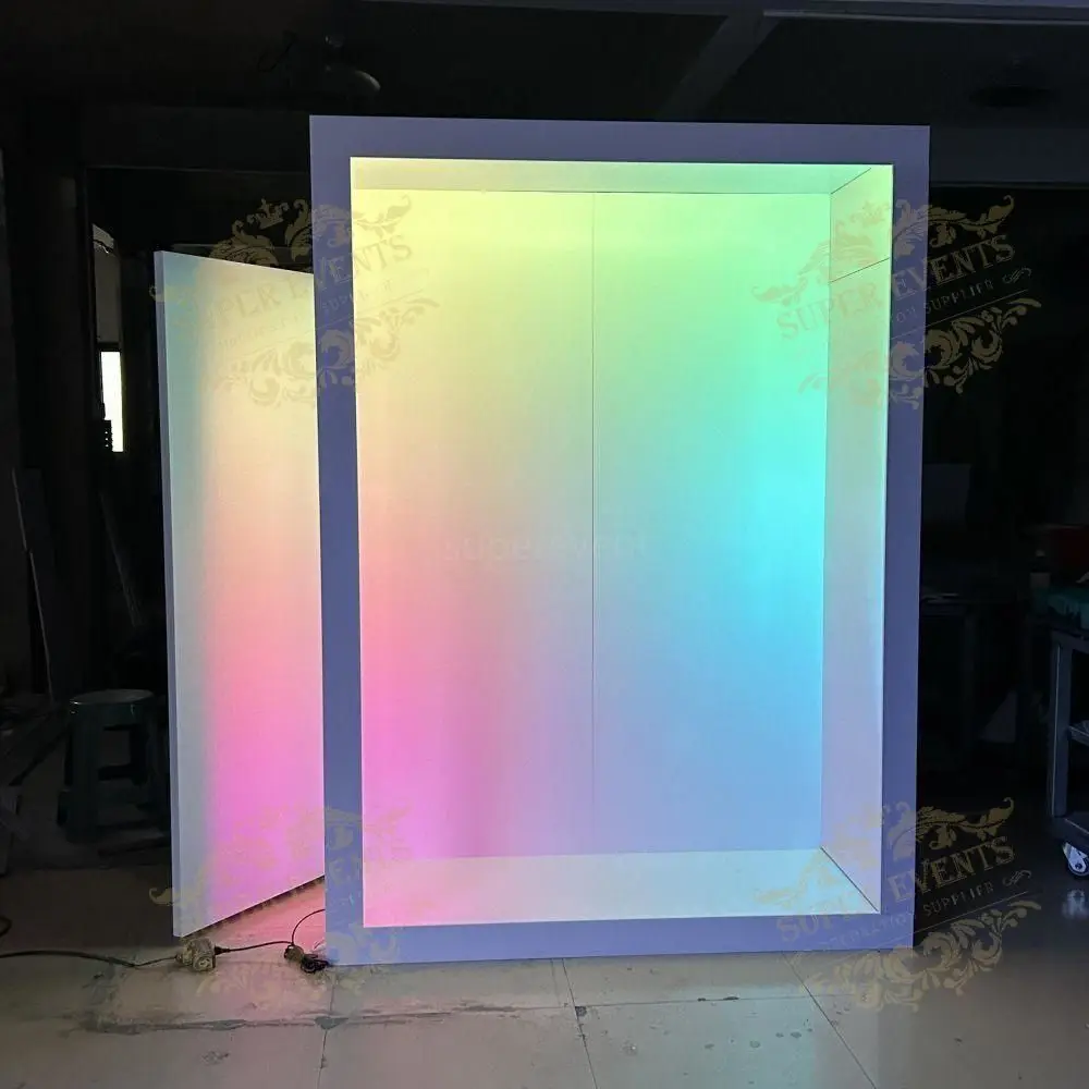 New vogue photo booth backdrop box PVC Wedding party decoration props Magazine Box Photo Booth with led light with doors