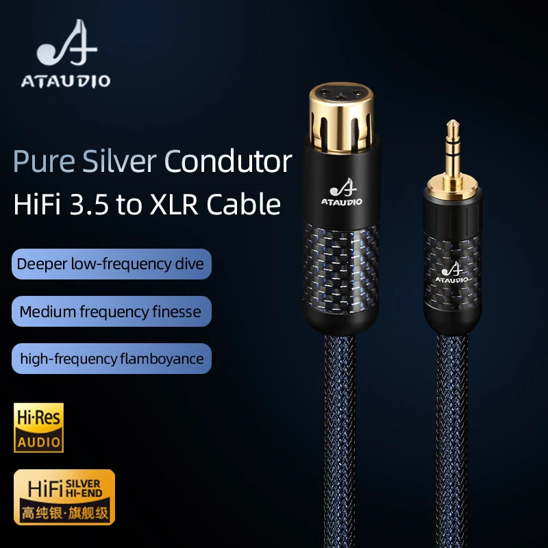 ATAUDIO Hi-end Speaker Cable 3.5mm to XLR Audio Cable with Pure Copper Carbon Fiber Gold-plated Connector Mixer Power Amplifier