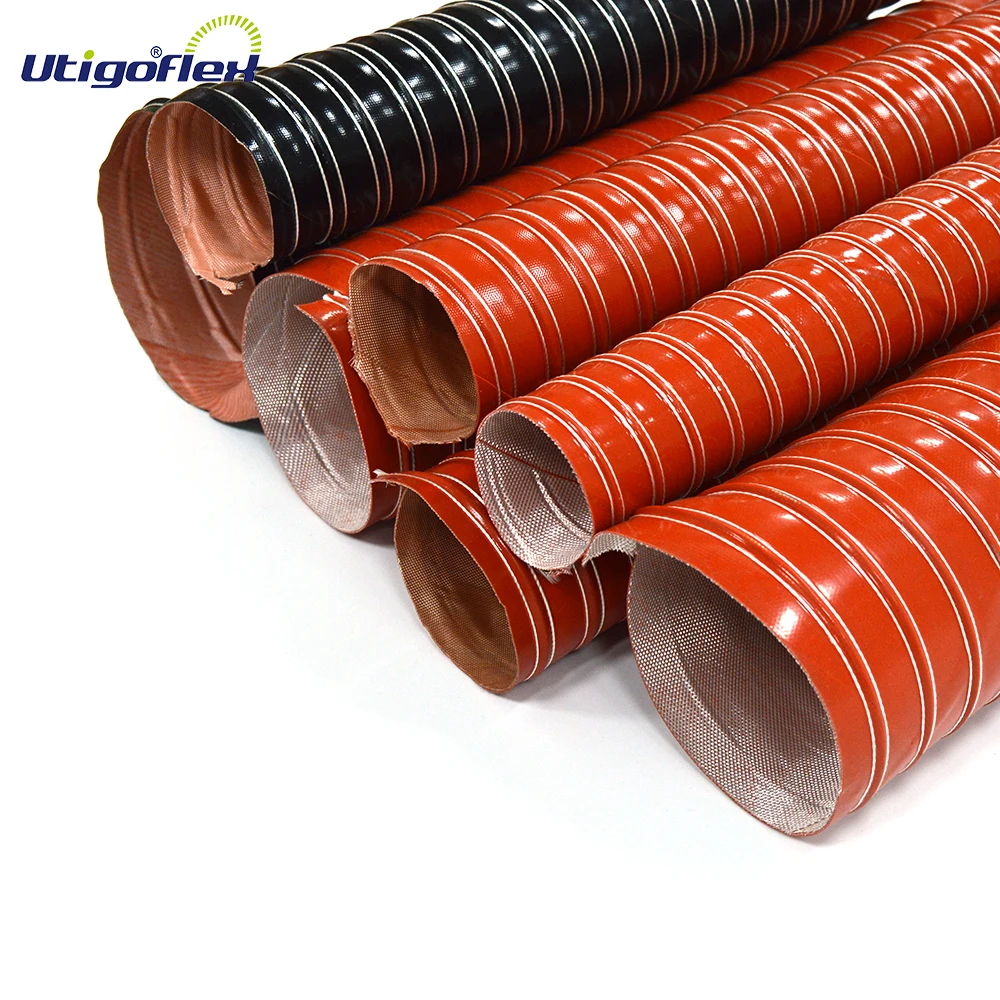 High temperature resistance double-layer of silicone coated glass fiber fabric duct