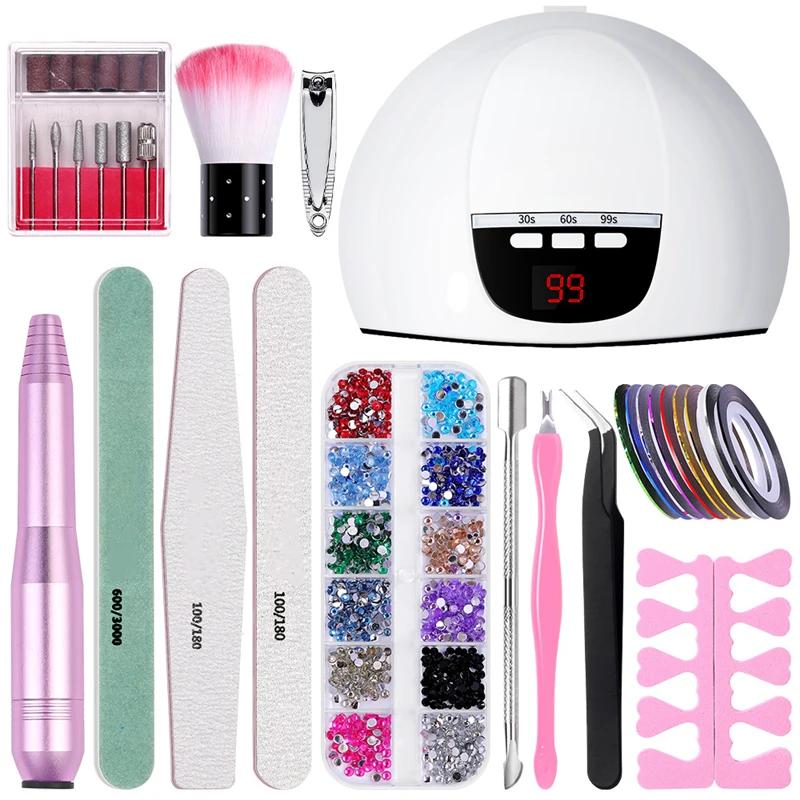 Wholesale acrylic nail kit for beginners at home 20000 RPM NAIL DRILL Kit with 54W UV Lamp Private Label Manicure Tools Set