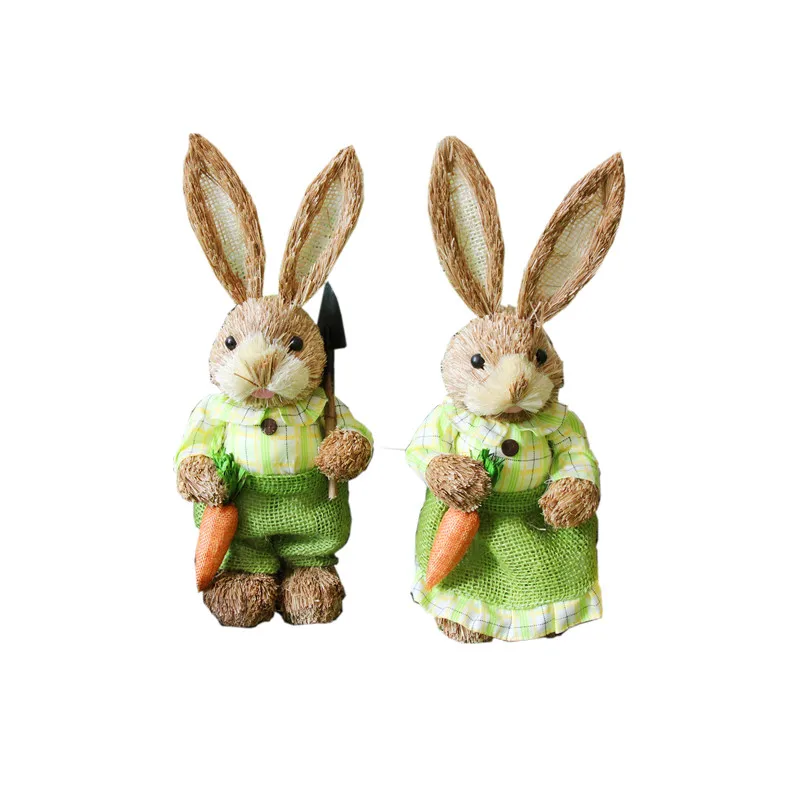 Easter Bunnies Simulation Rabbit Straw Like Raw Material Animal Home Decoration Ornaments Photography Props Faux Straw Rabbits