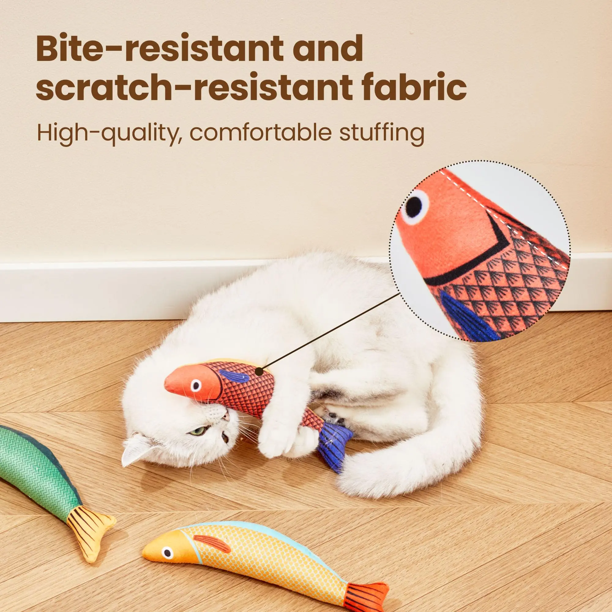 Cat Toys Saury Fish Catnip Crinkle Sound Toys Soft and Durable Interactive Cat Kicker Toys for Indoor Kitten Exercise