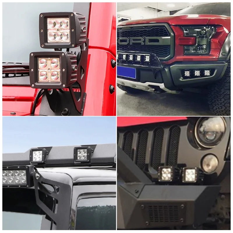 3' Inch 12W Cube Spot Flood Beam Led Pods White Yellow Led Auxiliary Fog Light for Offroad 4x4 Bull Bar Mini Led Driving Lights