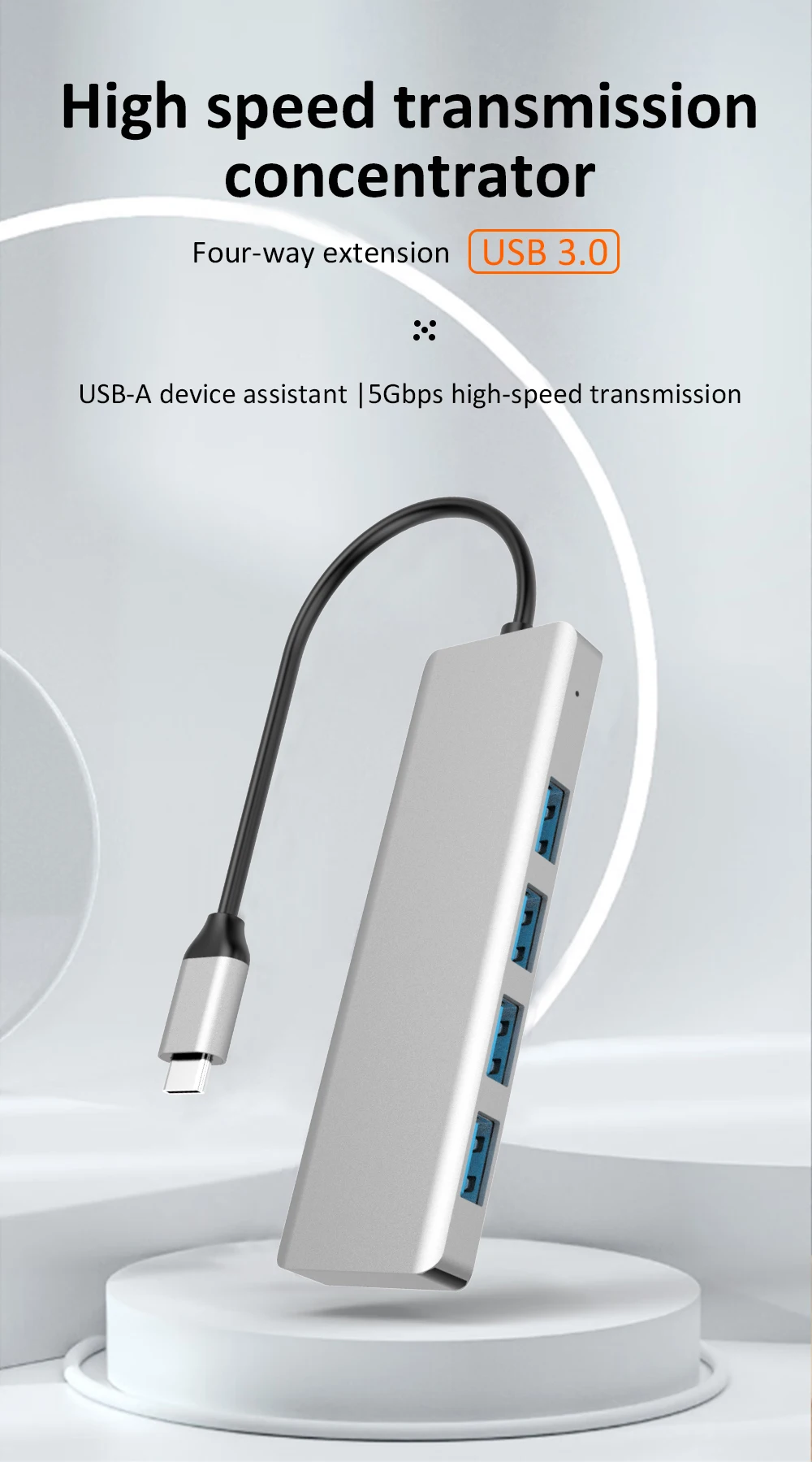 Guanchen 4 Ports USB 3.0 Hub Ultra Slim Data USB Hub for MacBook Mac Pro Mac mini iMac Surface Pro XPS PC Mobile HDD