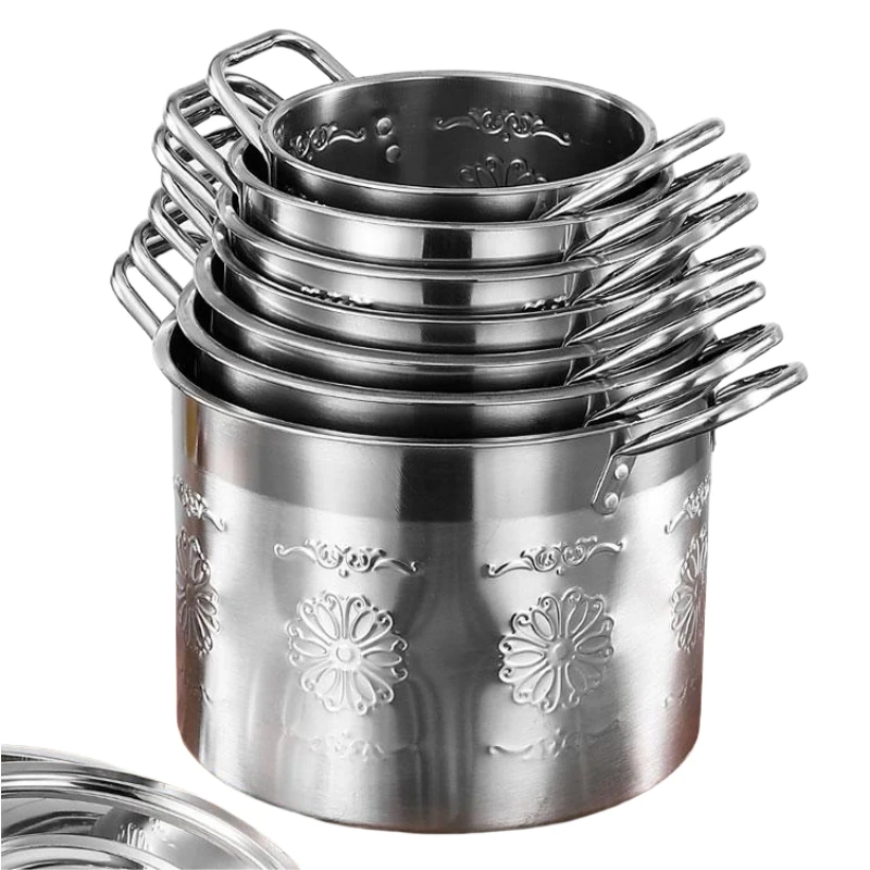 Large Capacity Duty Stainless Steel 4pcs/7pcs cooking pots Printed soup bucket set for Restaurant Use