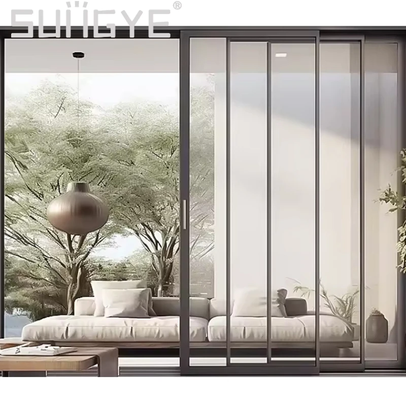 SUNGYE лидер продаж Алюминиевые защитные двери защищенные от урагана теплоизоляционные тройные панели раздвижные стеклянные для патио