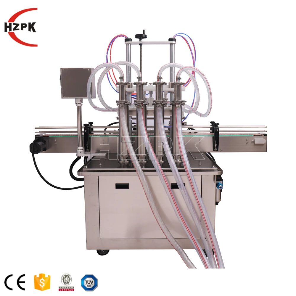 HZPK auto 4 heads 50ml quantitative volumetric piston detergants shampoo filling machine for liquid bottle china