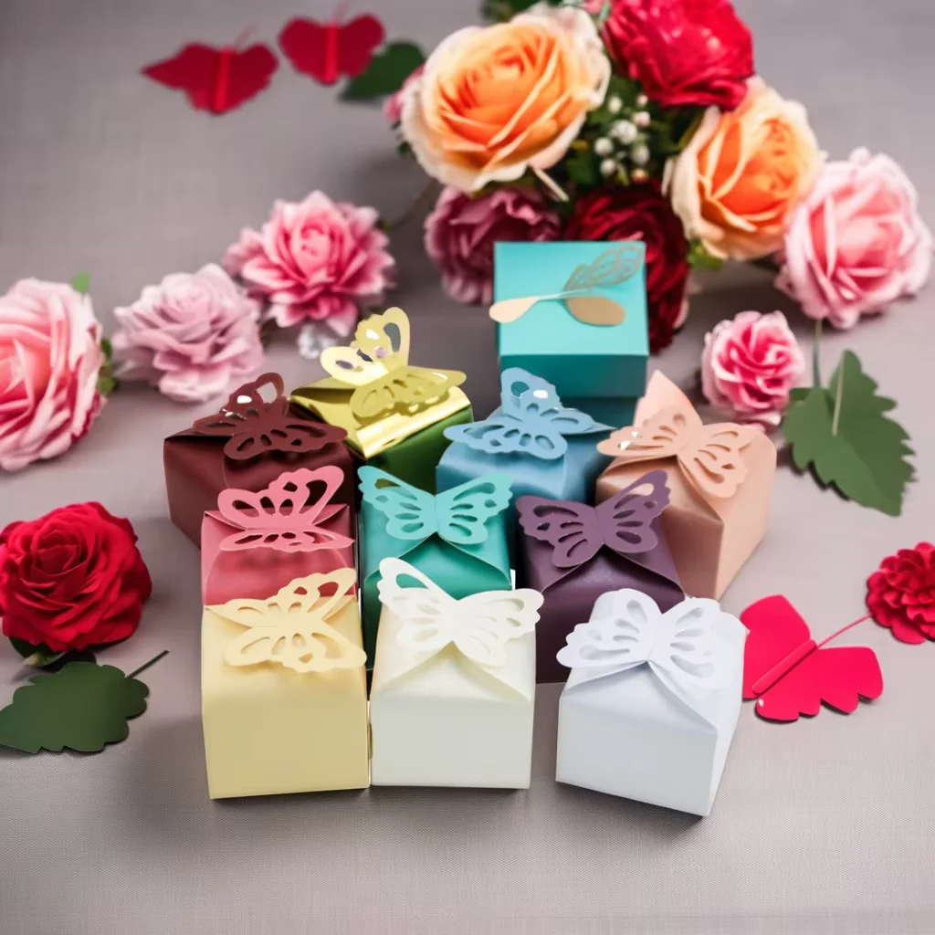 Lovely Multi Colors Butterfly Pattern Candy Paper Boxes Wedding Party Favor Chocolate Paper Box For Bridal Shower Birthday Party