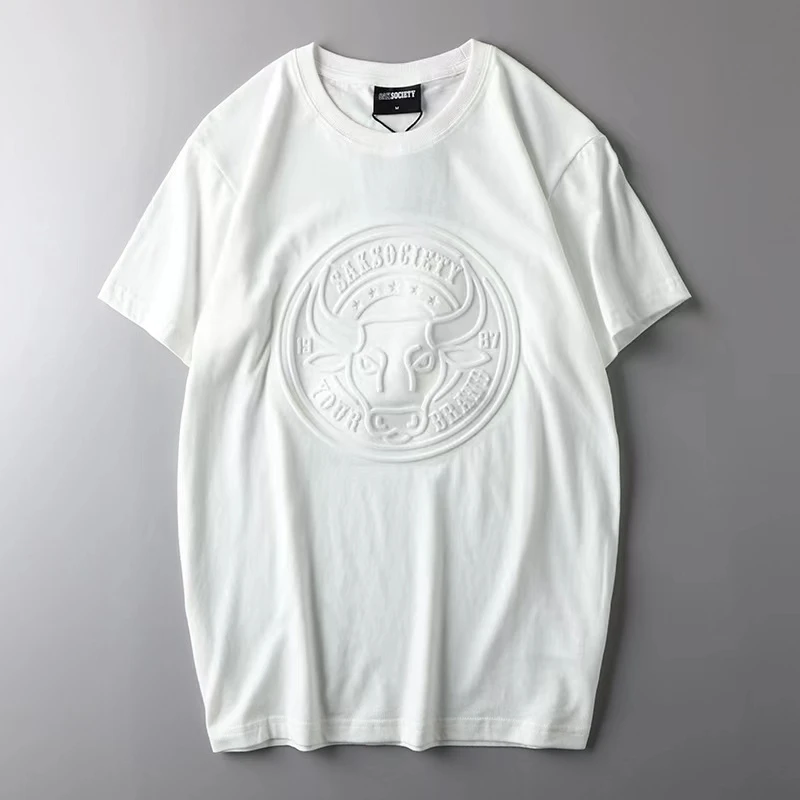 High-quality cotton stereoscopic silicone embossed concave convex tee Custom 3D embossed all over embossed t shirt