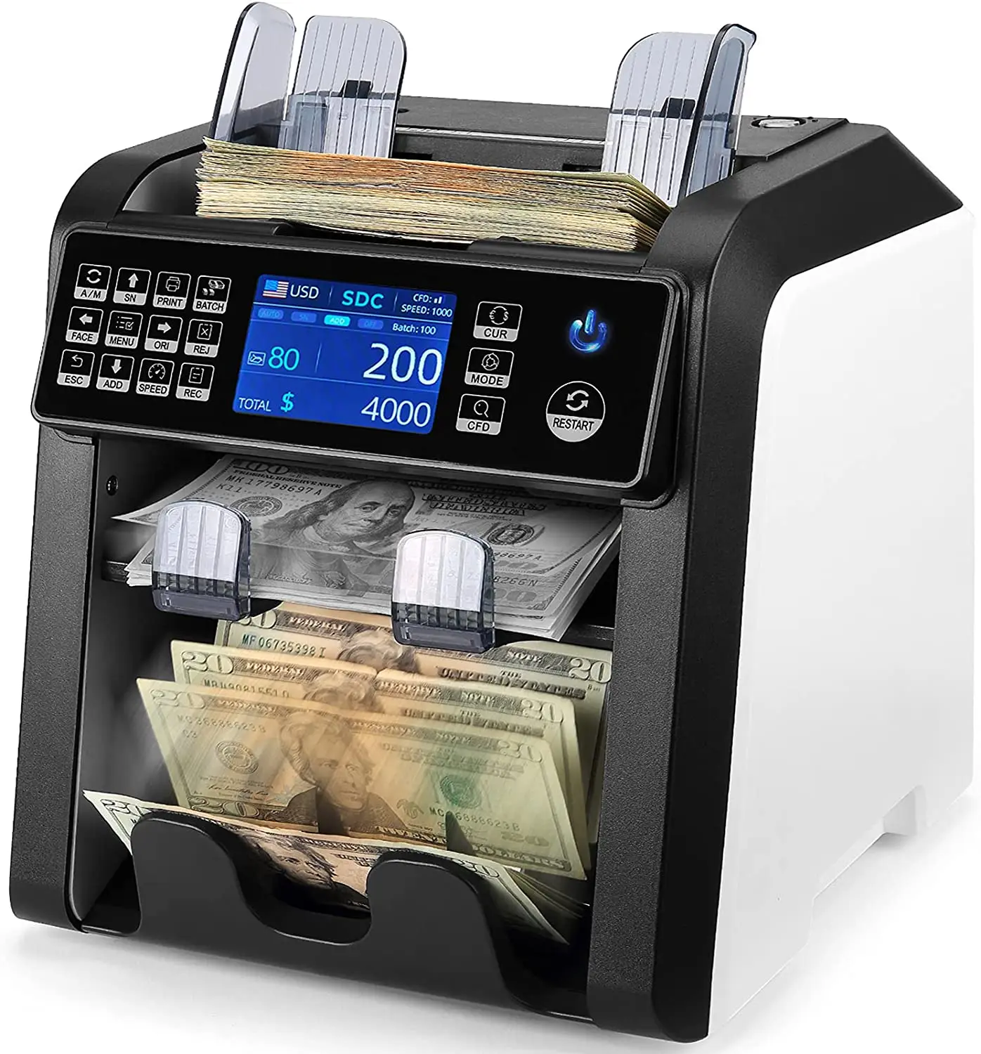 AL-950 Dual CIS Banknote Value Money Counter Counterfeit mixed bill counter cash banknote Multi-currency counting machine