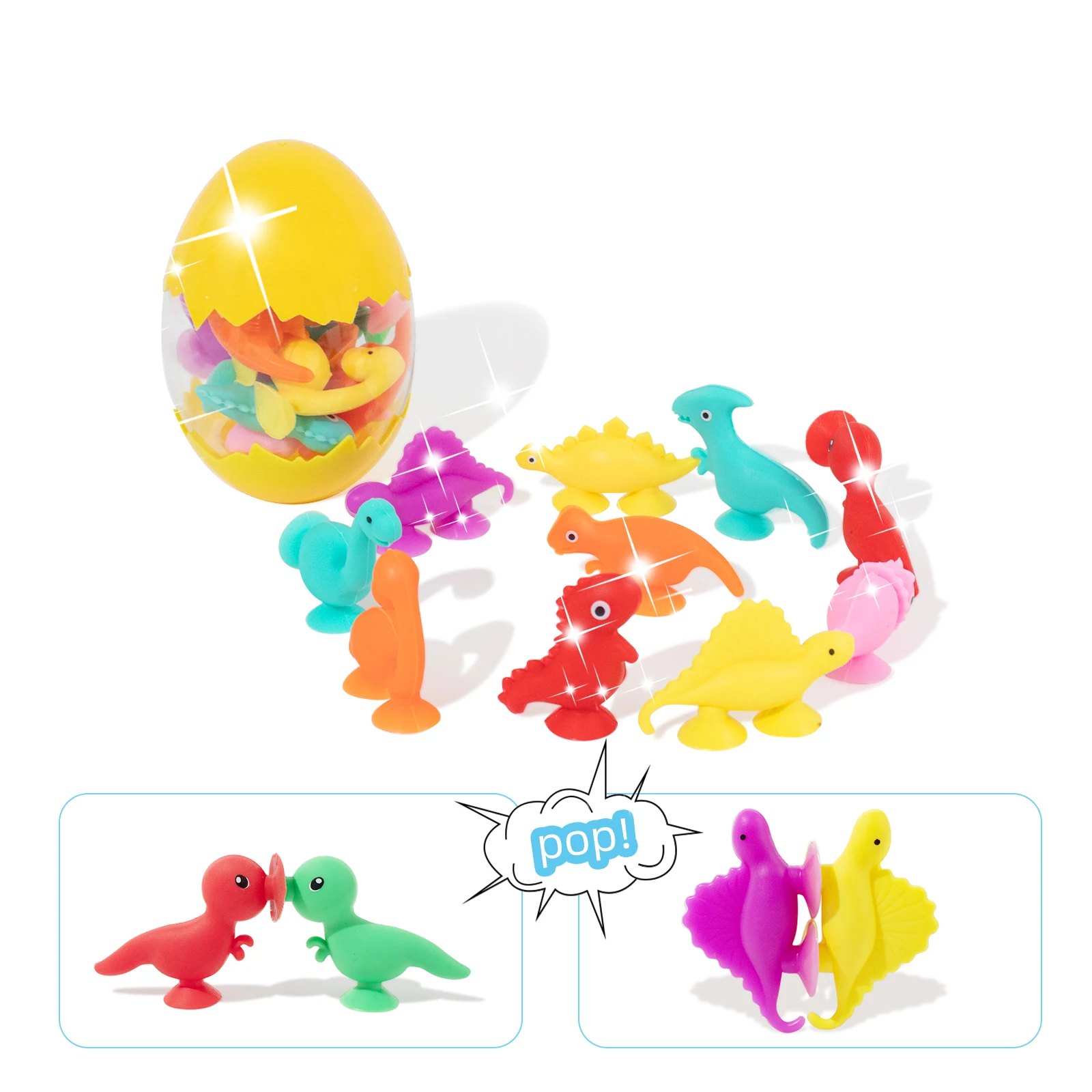 2022 New design food grade silicone dinosaur shape novelty sucker cup toy with dinosaur eggshells for children