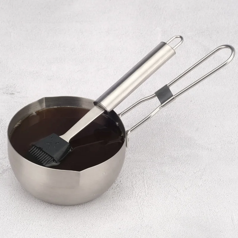 Hot sale carbon steel no-stick bbq accessories barbecue grill sauce pot with silicone brush