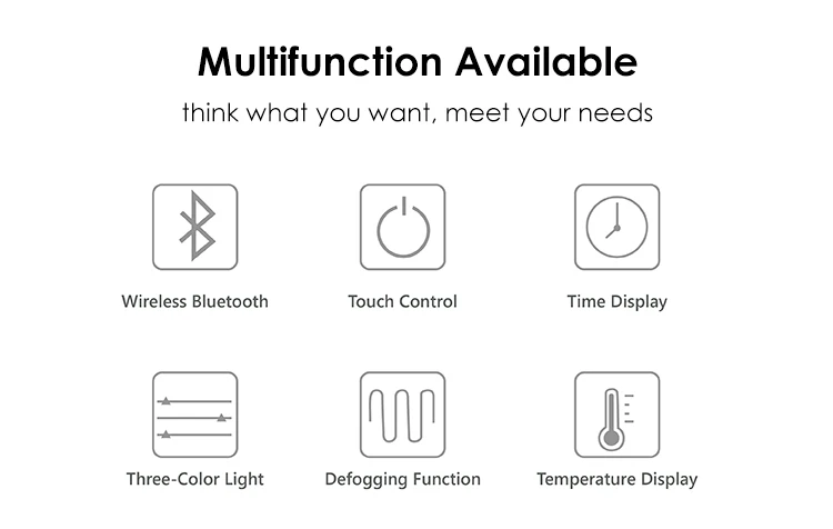 Customized Vanity Mirror Large Dimmable anti-fog wall mounted makeup mirror led light smart bathroom mirror