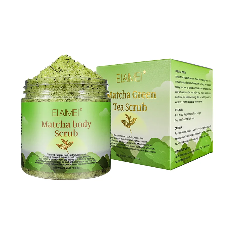 Wholesale China factory private label face and body green tea exfoliator scrub exfoliante