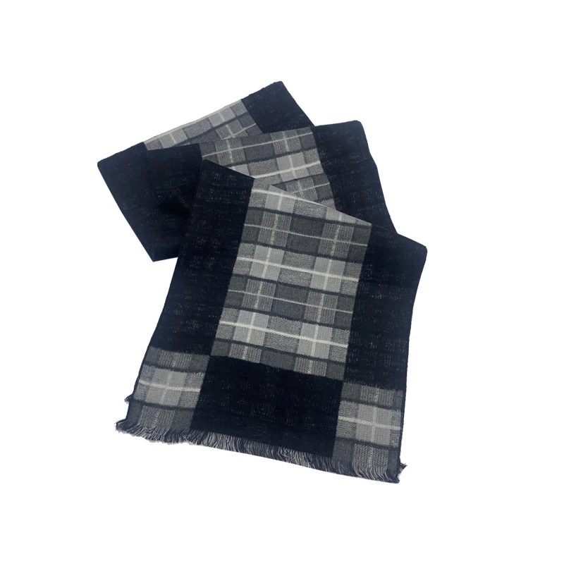 Factory Direct Sale Custom Silk Brushed Scarf Handmade Winter Woven Reversible Jacquard Men Long Scarves With Tassels