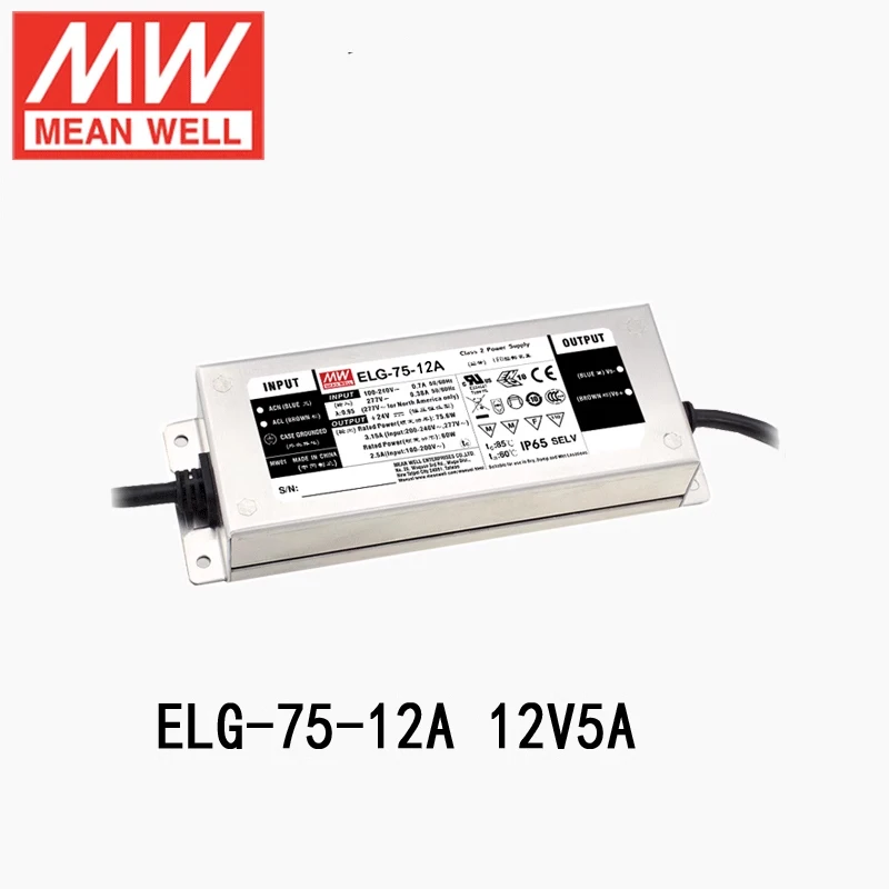 60W 75W Mean Well ELG-75-36A-3Y IP67 Waterproof Submersible Led Driver For Outdoor led Lighting 36V 2.1A