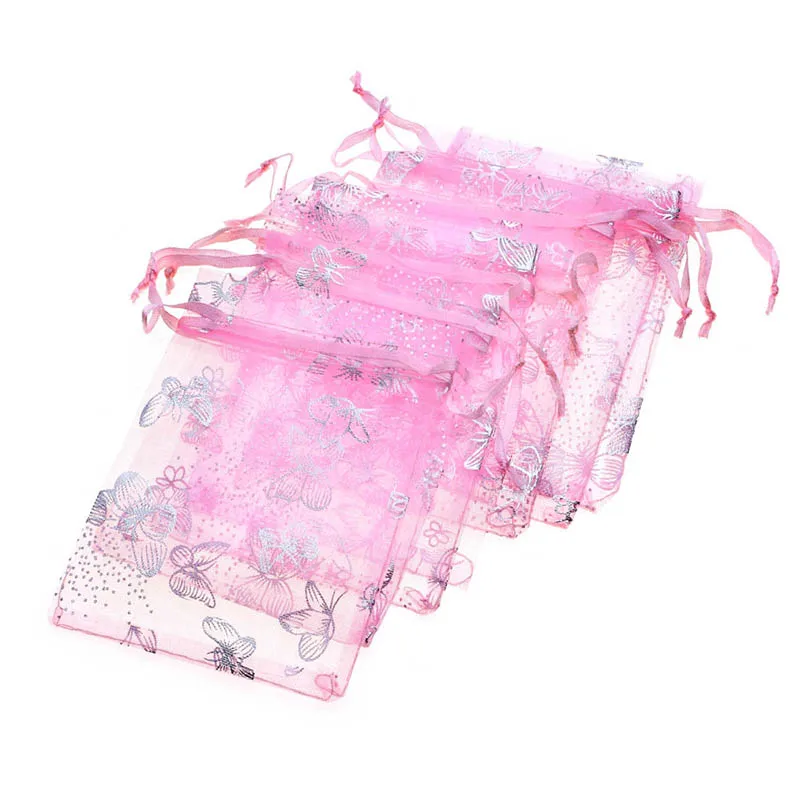 Organza Bag Butterfly Design Wedding Pouches Jewelry Packaging Bags Mix Color