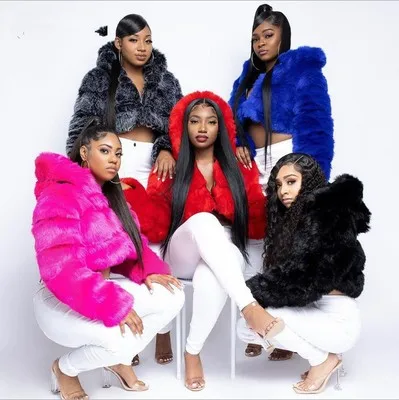 2021 Winter Clothes Fashion Windbreaker Hoodie Jacket Coat Plus Size Women Fur Coat