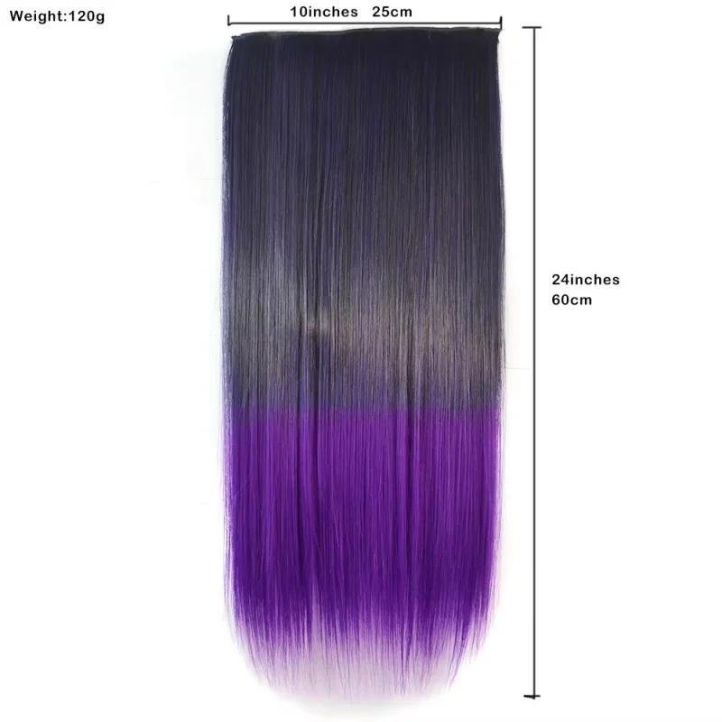 Wholesale 23.6 Inch Double Drawn Straight Wig Seamless One Piece Clip In Hair Extension For Women Ombre Wig