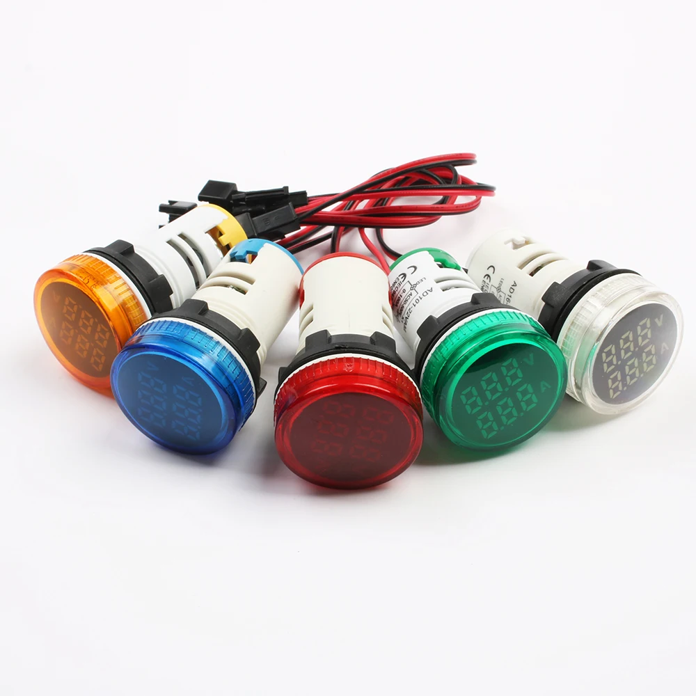 Green Color New Series AC 50-500V 1-100A 22mm AD101-22VAM Diameter Voltage Current Meter Indicator