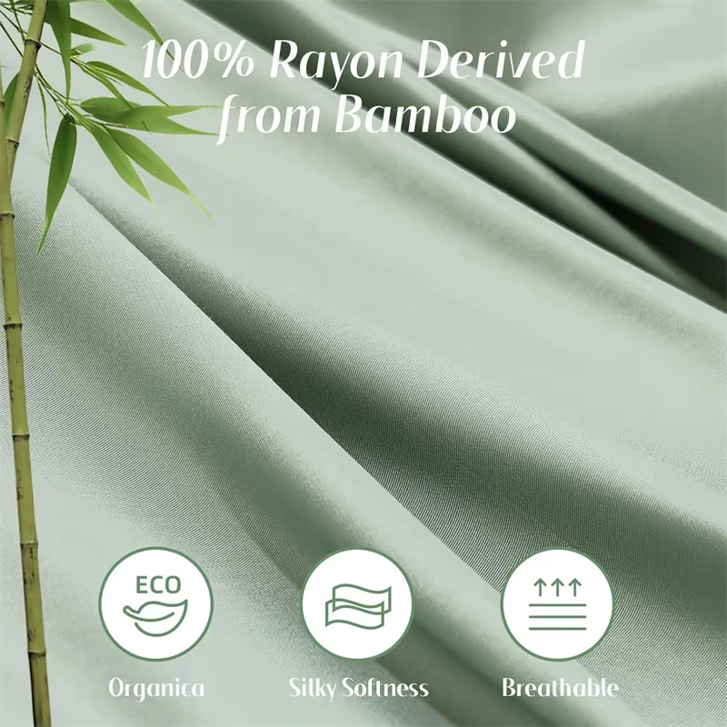 100% Organic Bamboo Bed Sheet Set 4-6 Pieces Silky Bedding Sets Hotel Luxuriously Soft Fitted Sheet Flat Sheet Pillowcase