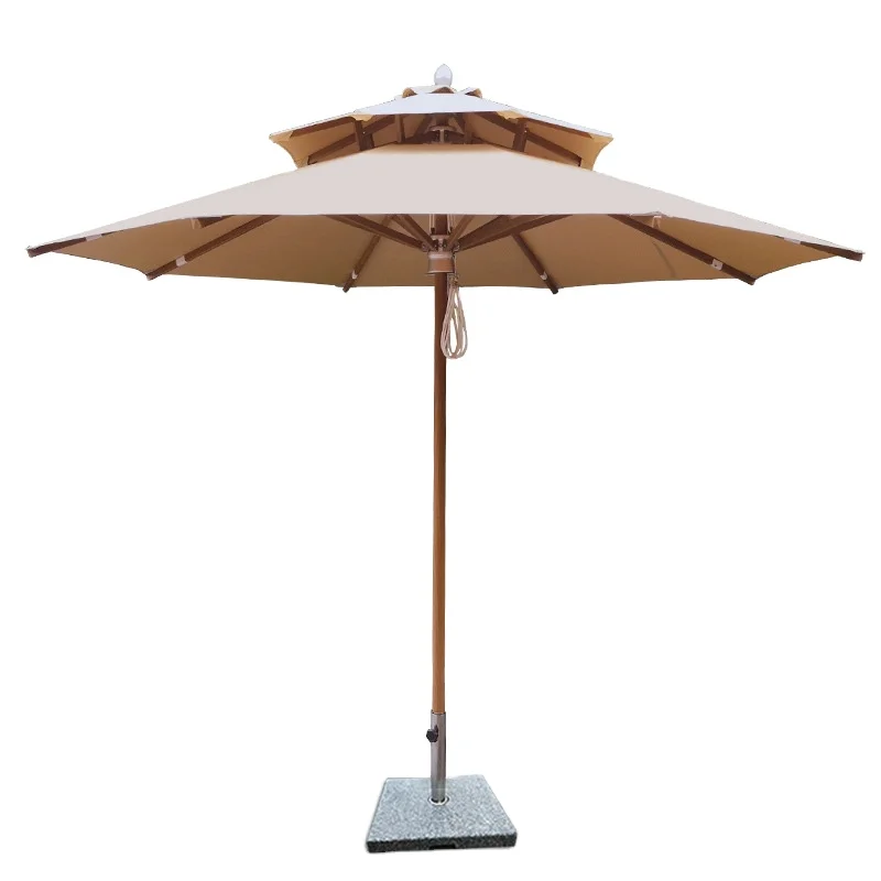 Customization Logo Beer Cafe Restaurant Hotel Patio Beach Two Layer Umbrella Parasol Outdoor Patio Sun Umbrella