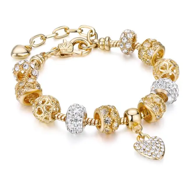 Very popular  gold  jewellery bead bracelet crystal  charm bangle bracelet