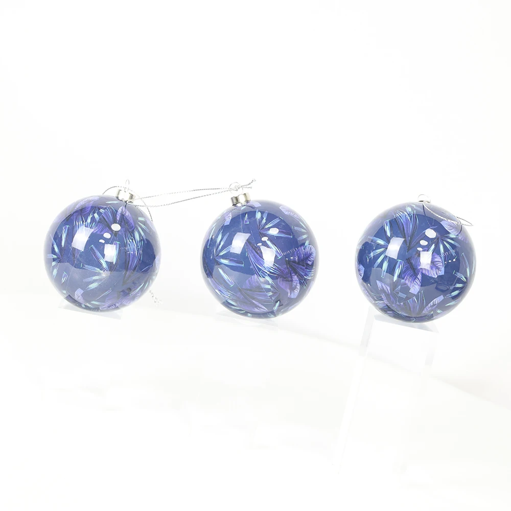Custom Pattern Logo Shatterproof Bauble Decoupage Christmas Balls Blue Ornaments Bolas De Navidad For Xmas Tree Decorations