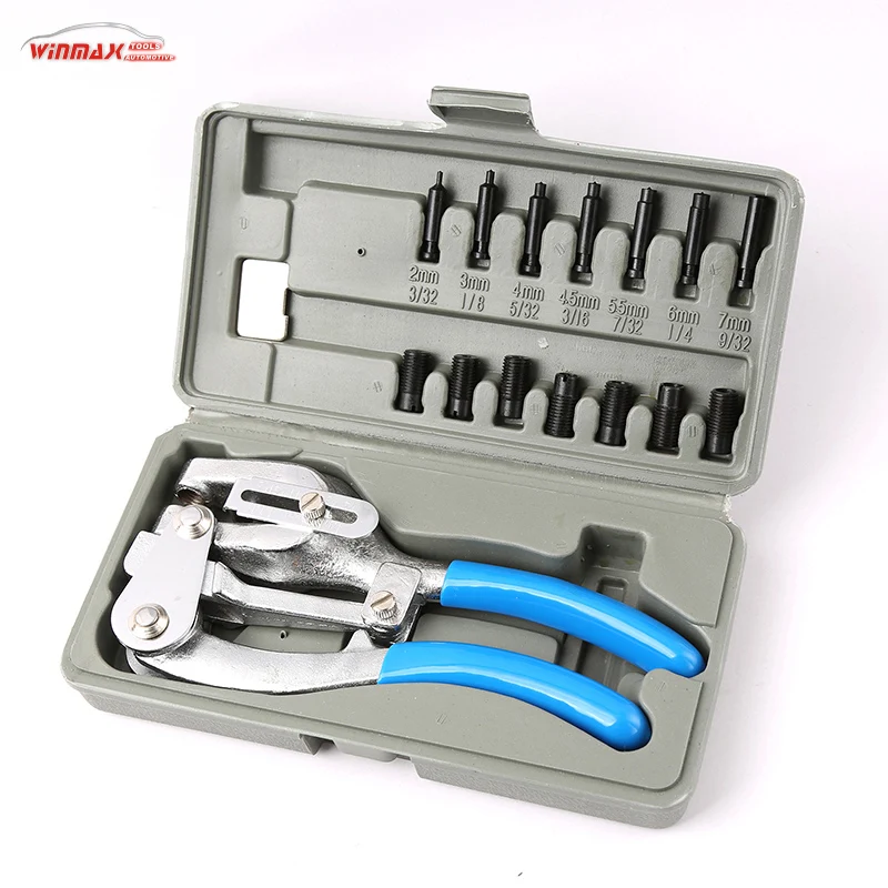Winmax Multi-Purpose Power Hole Punch Kit for metal steel and leather hand tools seven punch and die