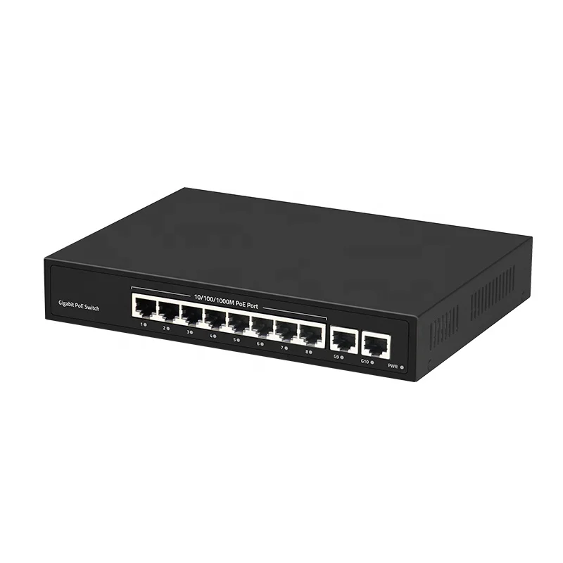 Good Quality Unmanaged 1000m 8 Port Poe Network Switch 10ports For Cameras
