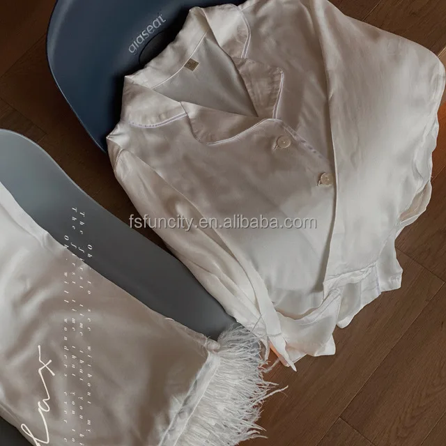 Luxury Women Pajama Nightgown Sexy Ladies Night Wear Set Feather Robe