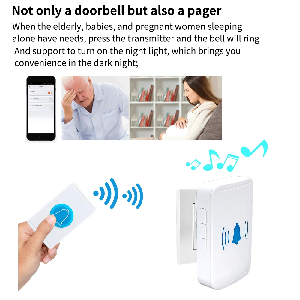 2021 Tuya Smart Doorbell EU US UK Plug IP44 Waterproof Door bell Chimes No battery Required Smart life Outdoor Wireless Doorbell
