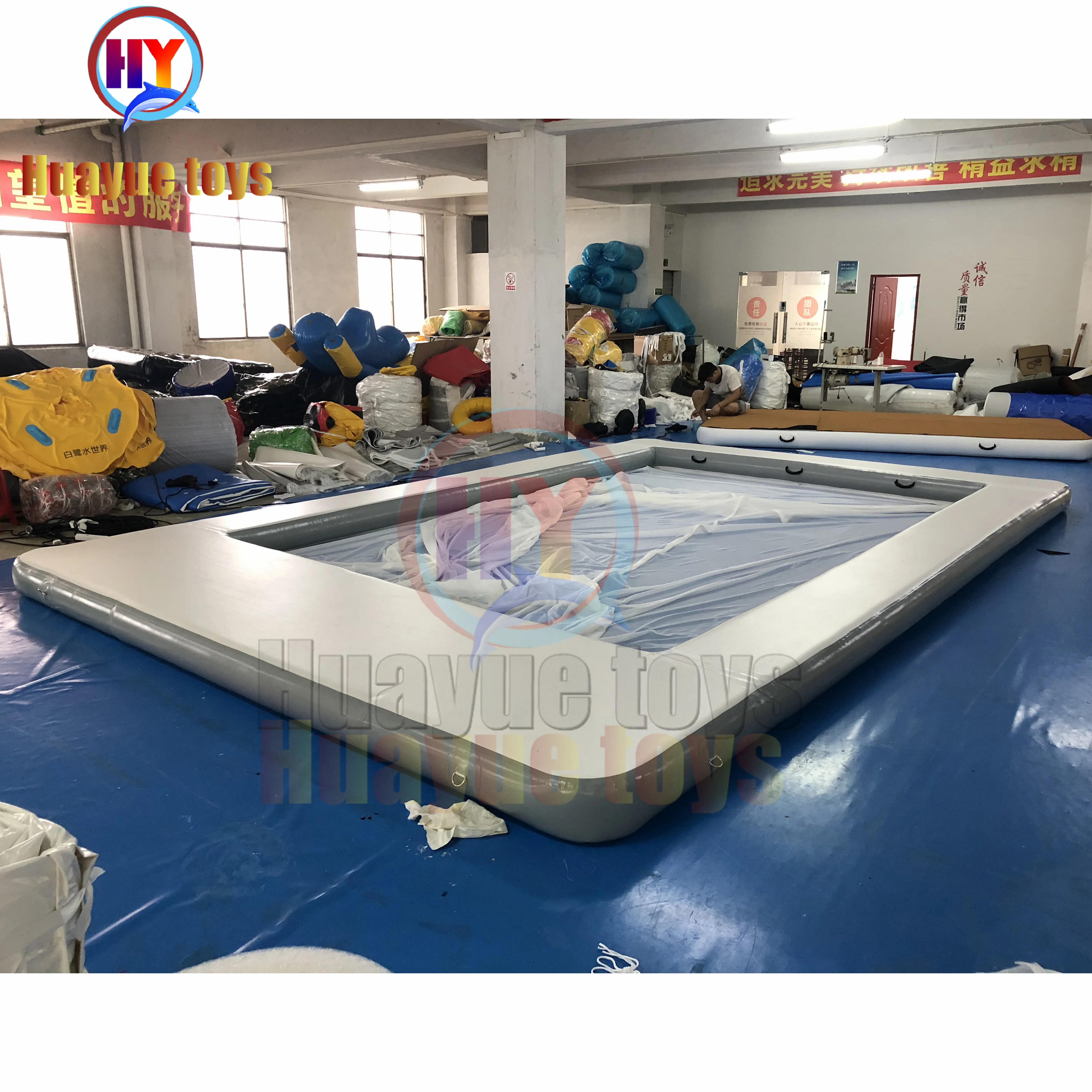 2022 New Factory DWF Inflatable Water Floating Island, Inflatable Raft Floating Dock, Inflatable Aqua Bana With Tent
