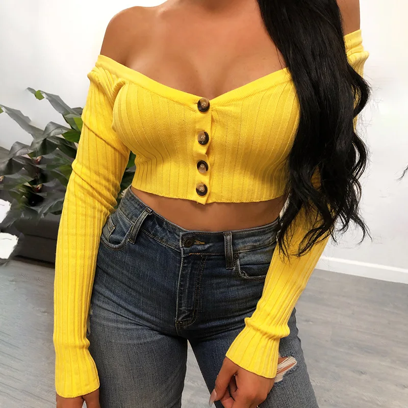 
TP80071 ready to ship women sexy casual v-neck long sleeve girls tops spring autumn short tank crop tops bustier 