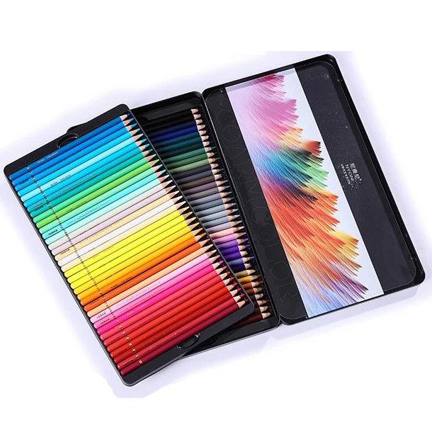 
NYONI N8520-72 Wholesale 72 color colouring pencils colored pencils set wood drawing color pencil tin box 