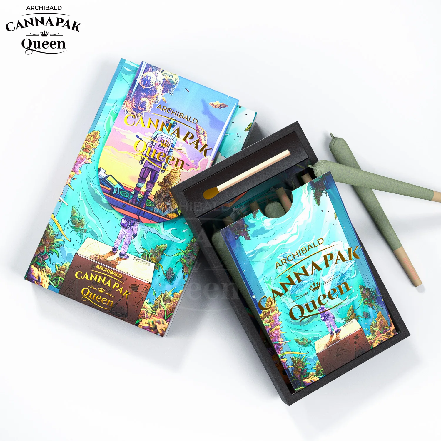 Archibald High Quality Paper Box Cr Childproof Magnetic Flip Cover Pre Roll Packaging Cardboard Boxes For Cigarettes With Match