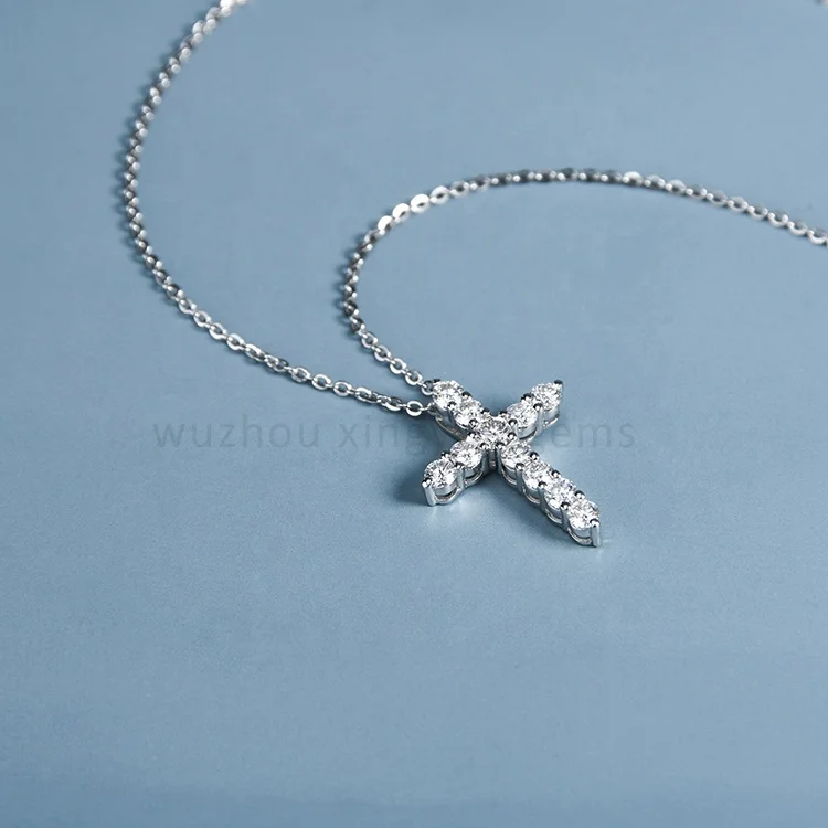 Fashion Design 925 Silver Cross Pendant ,moissanite Diamond Pendant Necklace Moissanite Custom Jewelry