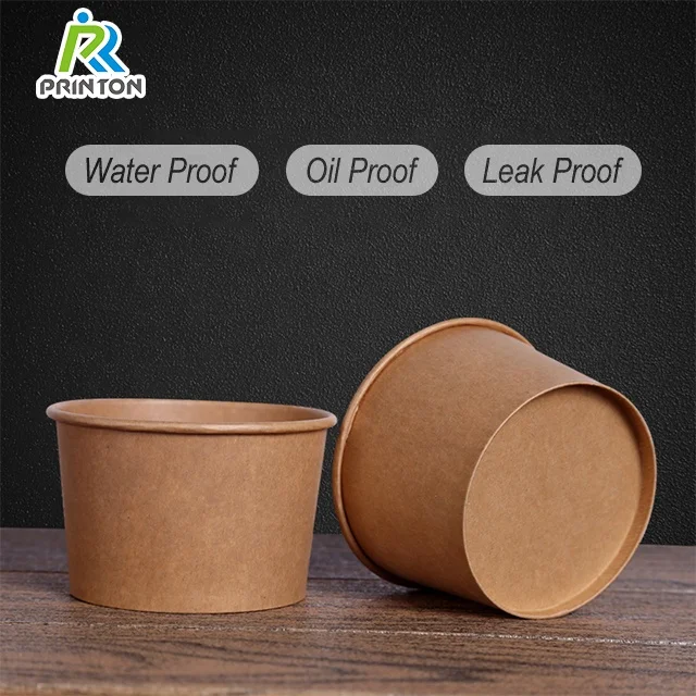 Custom disposable kraft paper boxes food storage containers packaging paper salad bowl