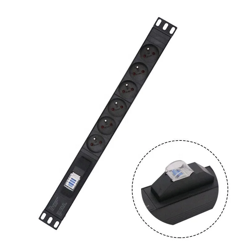 1.8m European power cable plug PDU 19' Rack mount 6way PDU