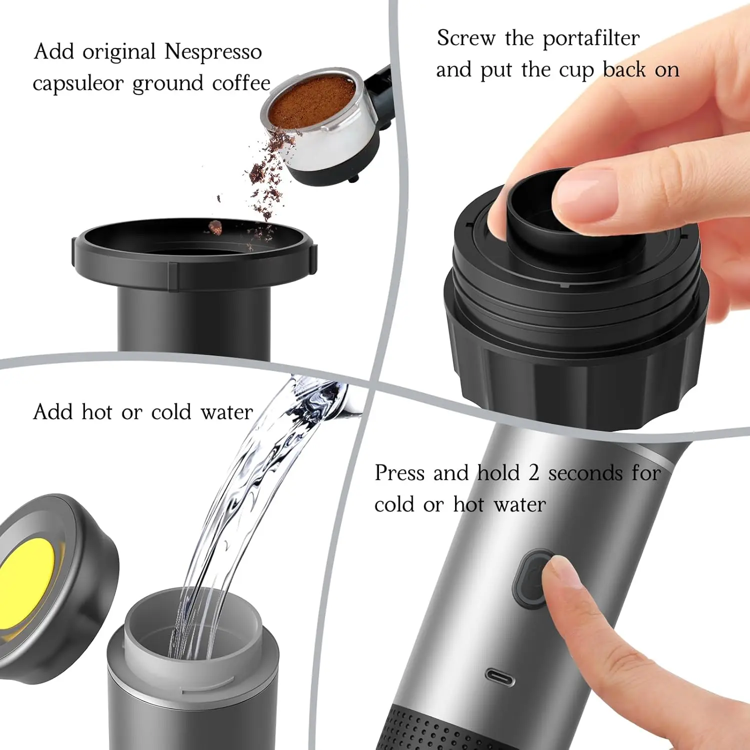 travel portable espresso maker cold hot extract coffee multi-function 3 in 1 Portable mini Hand Espresso  Capsule Coffee Machine